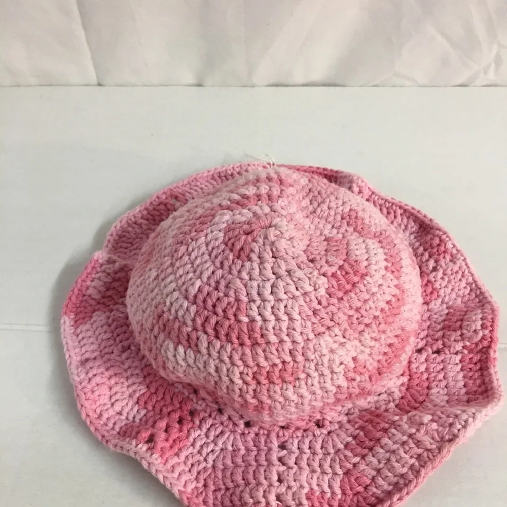 Hat-Pink Sun Hat Crochet Child’s Handmade New
